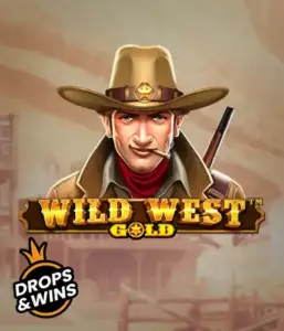  Encounter the rugged sheriff of "Wild West Gold," a thrilling slot game by Pragmatic Play. The visual features a stern-faced sheriff with a golden star badge, set against a sun-baked Old West town backdrop. The game's title is prominently displayed in a stylized font, accentuating the Wild West adventure theme. 