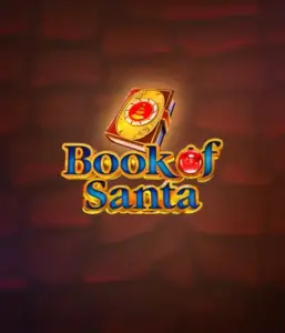 Immerse yourself in the joyous spirit with Book of Santa slot by Endorphina, featuring an ornate golden book decorated with Santa's iconic seal. This image evokes the charm and joy of Christmas, set against a warm red background. Perfect for those who love Christmas-themed slots, promising a captivating adventure. 