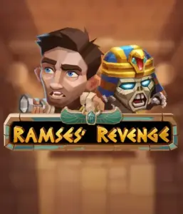 Dive into the ancient world of the Ramses' Revenge game by Relax Gaming, featuring a startled explorer and a fierce mummy set against an Egyptian tomb backdrop. This image depicts the excitement of ancient Egyptian myths, perfect for those interested in historical adventures, delivering a thrilling adventure. 